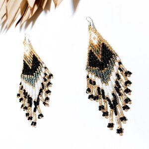 Beaded tassel earrings #782